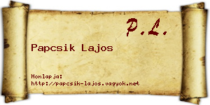 Papcsik Lajos névjegykártya